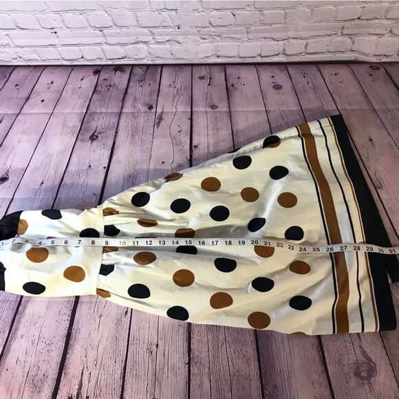 The Limited Cream Tan Navy Classic Polka Dot Strapless Dress Side Pockets Size 6 - Picture 10 of 13